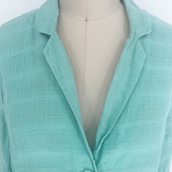 Eileen Fisher Linen Blazer Jacket size Medium Aqua Blue/Mint Green - Picture 6 of 10